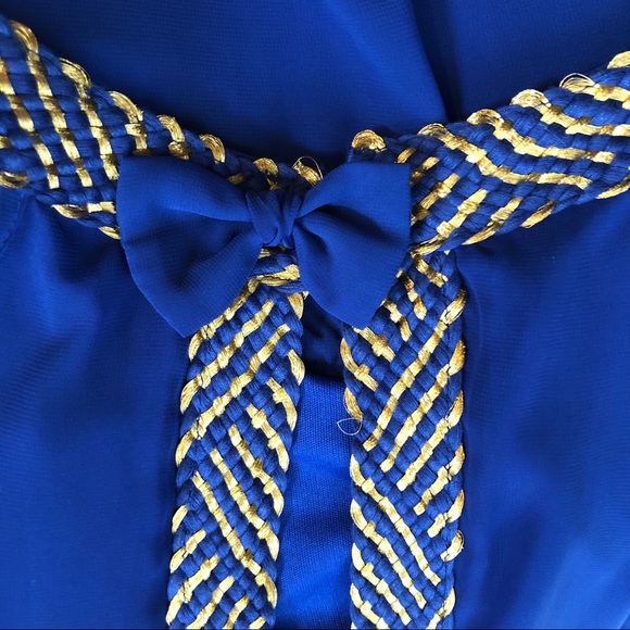 Sheer Blue & Gold Trapeze Dress - Picture 5 of 6